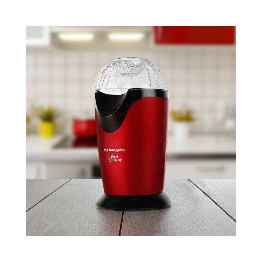 Orbegozo PA 4300 - Macchina per popcorn portatile, senza olio, funzionamento rapido, secchio di misurazione, 1000 W, rosso metallizzato