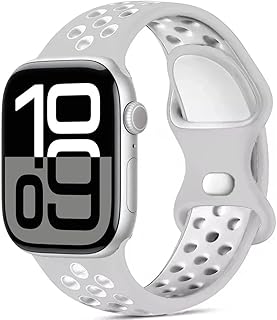 Silicone Sport Band Compatible with Apple Watch Band 42mm 44mm 45mm 46mm 49mm, Breathable Replacement Straps for Apple Watch Ultra 2/iWatch SE Series 10 9 8 7 6 5 4 3,