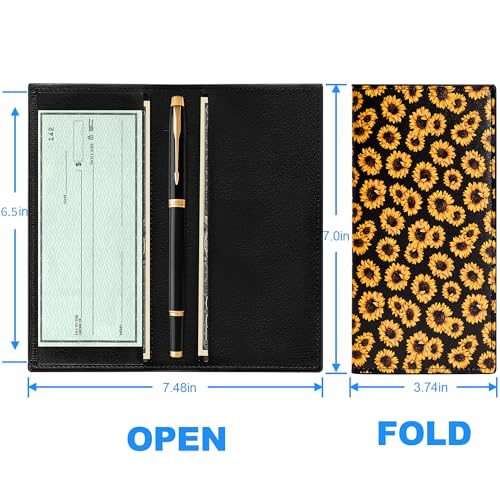 Image of CASMONAL Checkbook Cover for Women & Men, PU Leather Wallet RFID Blocking