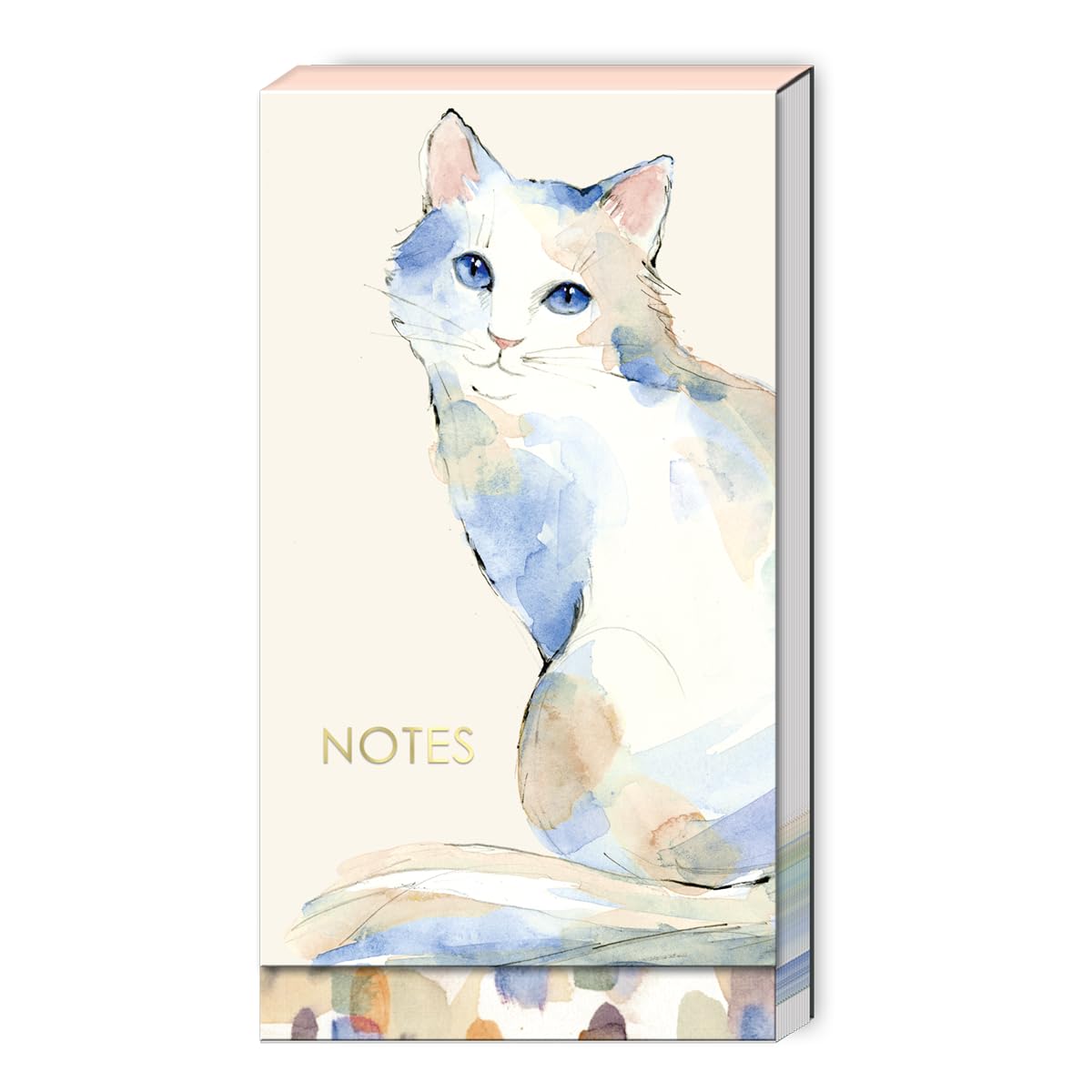 Punch Studio Watercolor Pets White Cat, Tall Notepad, 75 Sheets (59243)