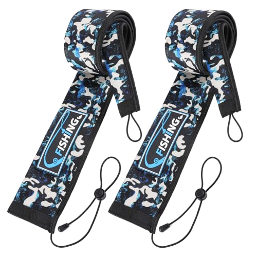 KPEPIX 2Pcs Neoprene Fishing Rod Sleeves-Rod Covers (Blue Camo, 58, 2P)