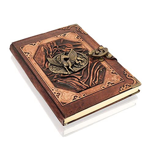 Leder-Tagebuch, handgefertigtes nachfüllbares Leder-Notizbuch als Reisetagebuch und Abenteuer-Tagebuch, Retro-Design Cover