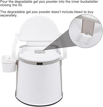 Portable Toilet Travel Toilet, Lightweight Camping Porta Potty with Back & Handrail Design, Detachable Inner Bucket & Removable Paper Holder, Camping RV Toilet for Adult, Kids, Home, Boat, Van, Travel