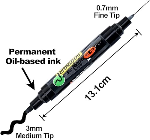 Miniatura 3 de TRANSON Marcadores de pintura permanentes de doble punta en blanco y negro a base de aceite impermeable