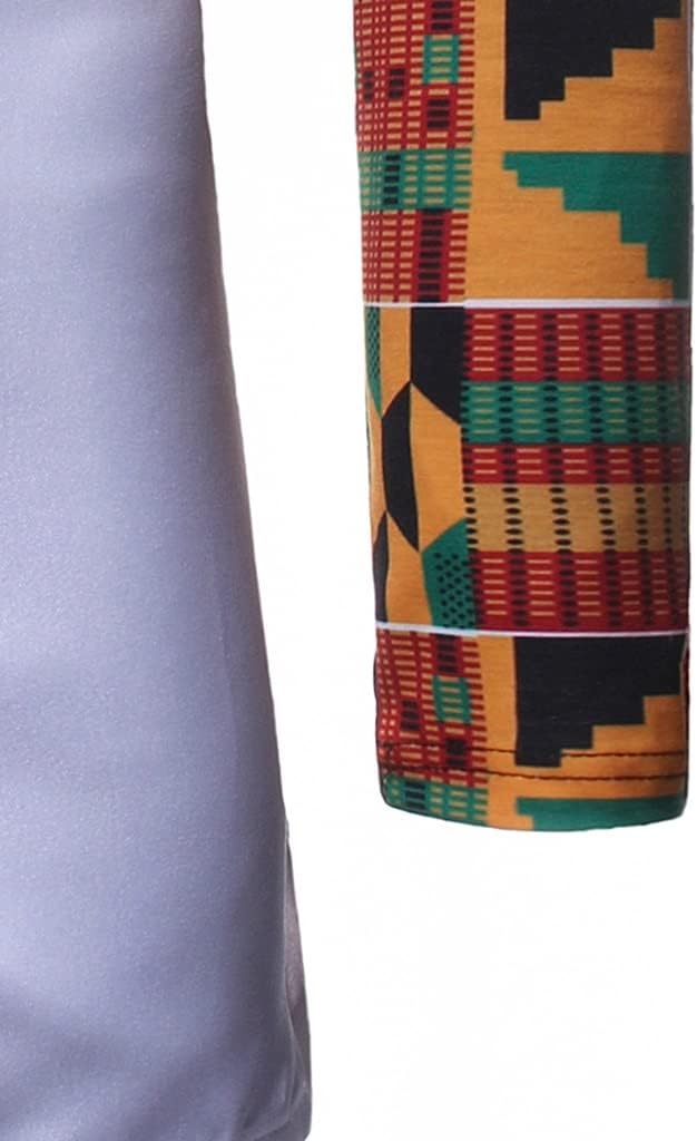 African Clothing 2 Piece Set for Men Dashiki Outfits Coats Long Sleeve Shirts Top and Pants Suit Tracksuit T-shirt (Color : White, Size : Medium)