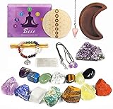 Healing Crystals Set, 23pcs Nature Meditation Reiki Therapy Healing Stones for Yoga, 7 Tumbled and 7...