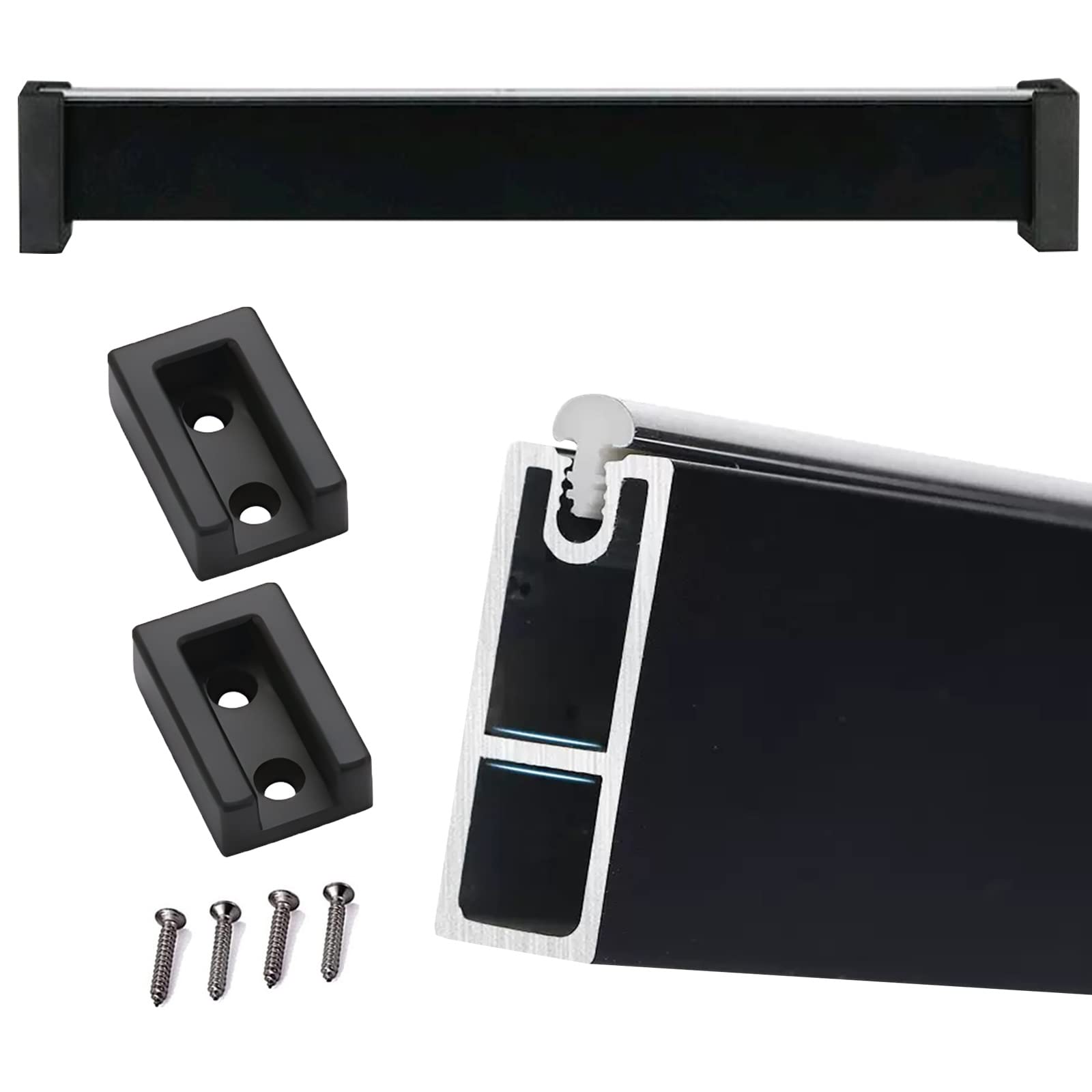 Wall Mount Hanging Clothes Rods,Heavy Duty Aluminum Alloy Closet Poles with Non-slip Silence Strip, for Balcony/Wardrobe/Toilet, 15-58 inch Long Customizable(Black,45in(114.3cm))