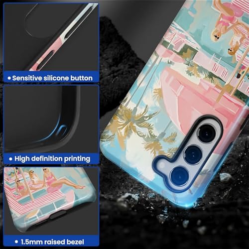 TAMEFOX Case for Samsung Galaxy S23 FE,Anti Drop Scratch Protective Phone Cover Case for Women Girl-Pink Pool Girly Summer Vacation - image 3