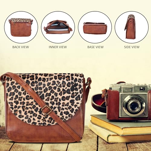 Image of Genuine Leather Shoulder Crossbody Purse For Women with Adjustable Strap, Mobile Pocket & Outside & Inside Zipper
