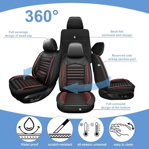 AOMSAZTO Seat Covers Toyota Tundra: Custom Fit for 2022 2023 2024 2025 2026 Toyota Tundra Crewmax Double Cab Waterproof Leather Truck Seat Covers Protectors (Black&Red) by AOMSAZTO - Image 7