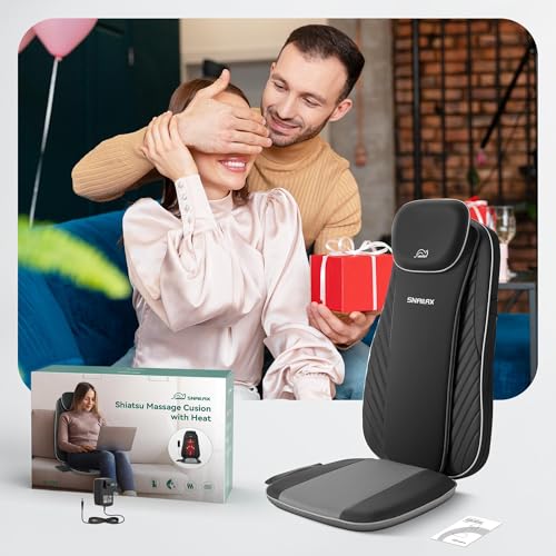Image of Snailax Shiatsu Back Massager with Heat & Vibration, 3D Kneading Massage Chair Pad for Pain Relief Deep Tissue, Chair Massager for Office Home Chair Use, Gifts for Mom, Dad