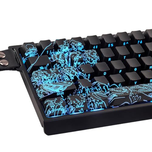 Keycaps Cherry Profil PBT noir translucide Ukiyoe 61 touches pour RK61 GH60