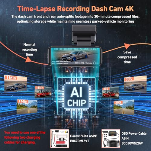 Image of Car Camera - Dash Cam Front and Rear, 4K Dash Camera for Cars Built-in 5.8G WiFi GPS ADAS Dashcam,3.2 inch IPS Screen Dash Cam with Free 32GB Card,G-Sensor,Loop Recording,WDR,Night Vision Dashboard Camera