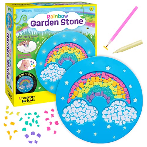 Creativity for Kids Rainbow Garden Stone - Mosaic Stepping Stone Kit, Craft Kits for Kids (Ages 8+)