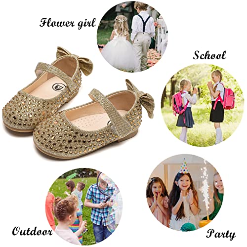 kkdom Girl's Dress Shoes Mary Jane Ballet Flats Bow Flower Girl Wedding Party Ballerina Flat Shoes Toddler/Little Kid/Big Kid3