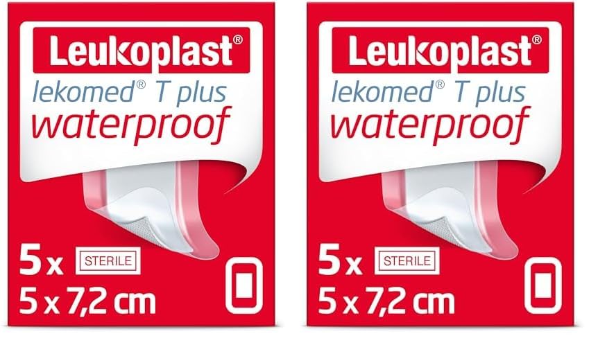 Leukomed T Plus - Sterile Wound Dressing - Waterproof and Breathable, First-aid Plasters - Ideal for Postoperative Care - Transparent - 5 cm x 7.2 cm - Box of 5 (Pack of 2)