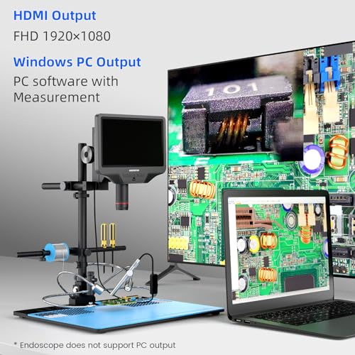 Andonstar AD409 Max HDMI-Digitalmikroskop mit Lötstation, Endoskop, 10,1-Zoll-LCD-Bildschirm, 300X-USB-Mikroskopkamera für professionelles PCB-Löten, unterstützt Windows-PC