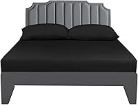 Vista 1 de Sábana ajustable Lirex, tamaño individual XL 100% algodón 300 hilos, transpirable y suave, color negro, 100x190cm