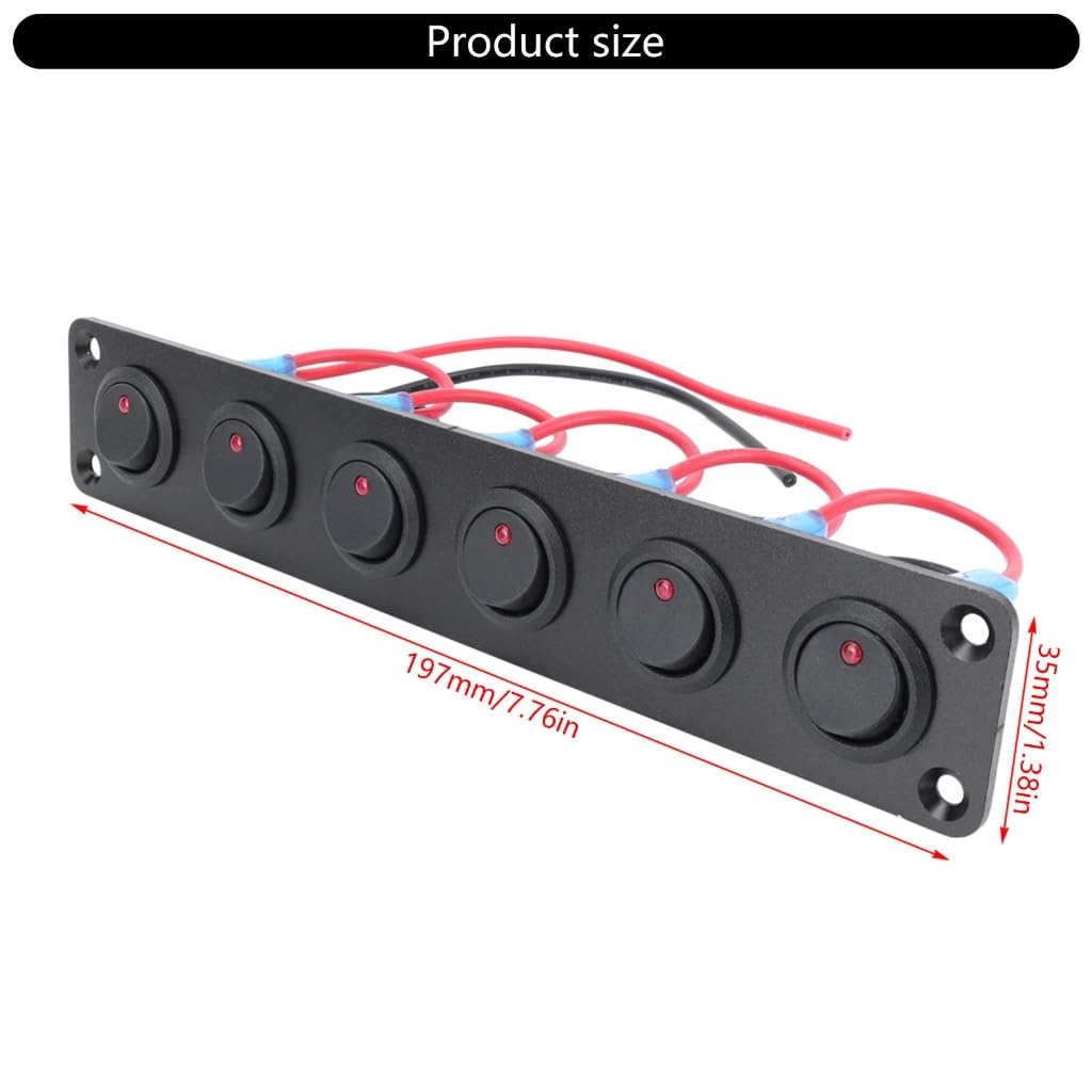 Red LED Toggle Switch Panel for Car Marine and Boat with 20A 12V ON OFF Control
