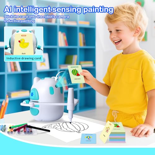 Drawing Robot for Kids 150 Educational Cards Smart Drawing Robot Voice Interactive Partner Montessori Painting Toy for Boys & Girls Ages 3-8 Perfect for Birthdays Christmas and Learning Fun - Image 4