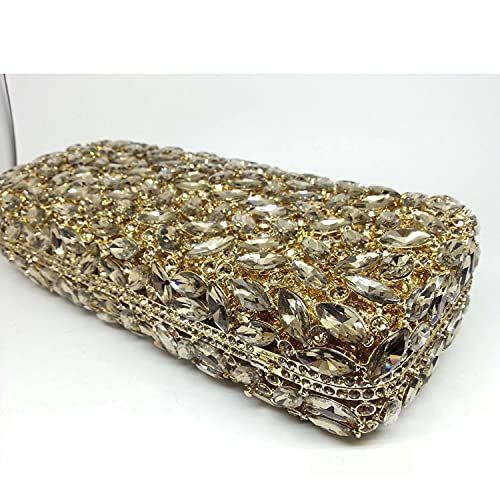 Image of Boutique De FGG Women Crystal Clutch Bag Minaudiere Box Handbag Party Prom Rhinestone Clutch Purse Wedding Bag, Mini