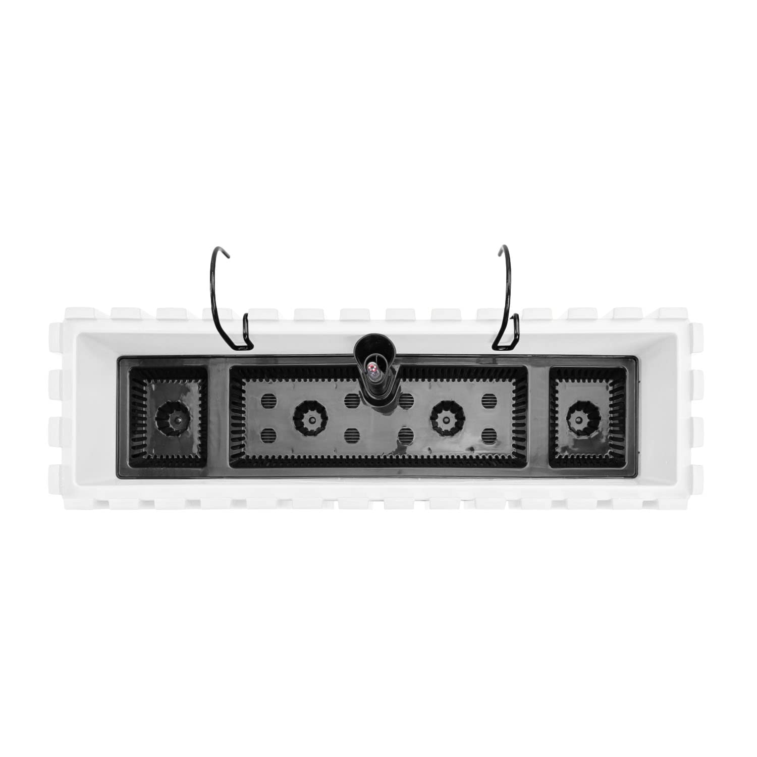 PAFEN 2X Blumenkasten Blumentopf mit Halterungen – 58 x 18 x 16,2 cm - Pflanztopf Bewässerungssystem Balkonkasten Pflanzkästen, Weiß
