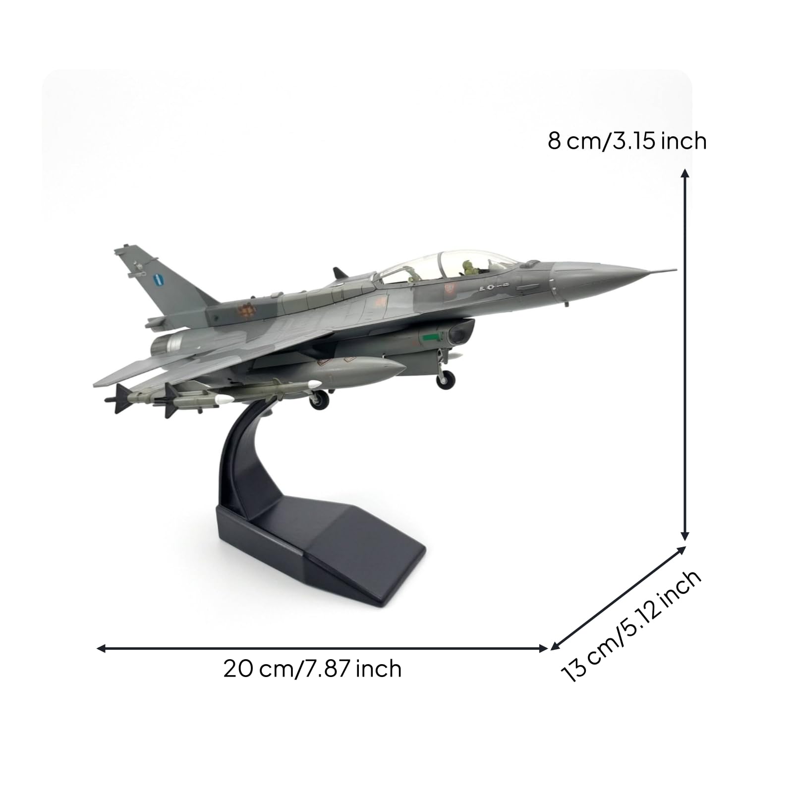 Modellino D'aereo in 1:72 Finito Modellino da Collezione Leggero Modellismo per Scrivania, F16D Versione Standard
