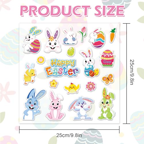 20 Piezas Adhesivos de Gel para Ventana Tema Pascua miniatura 5