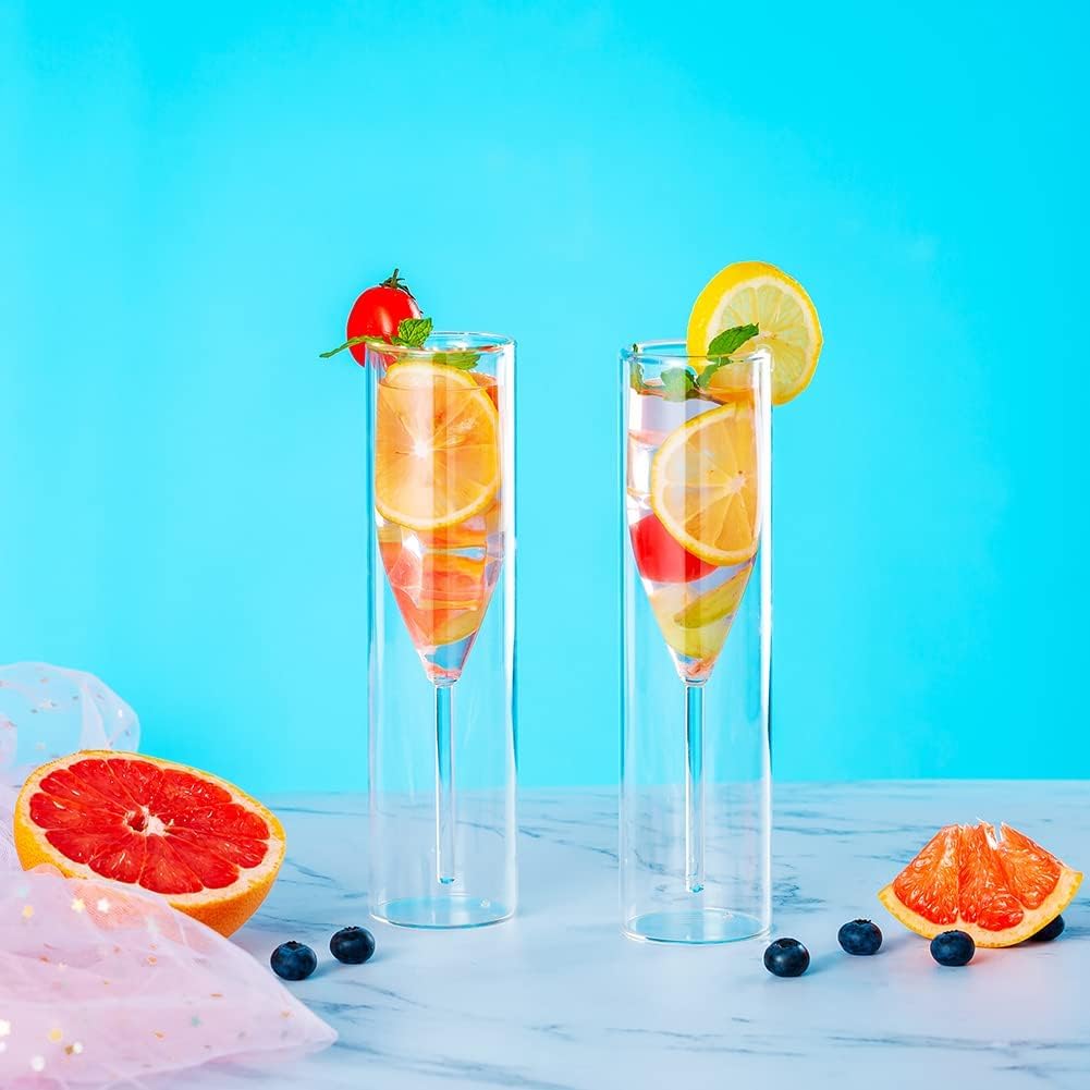 Crystal Wine Glasses - Insulated Champagne Flutes (Set of 4) -4