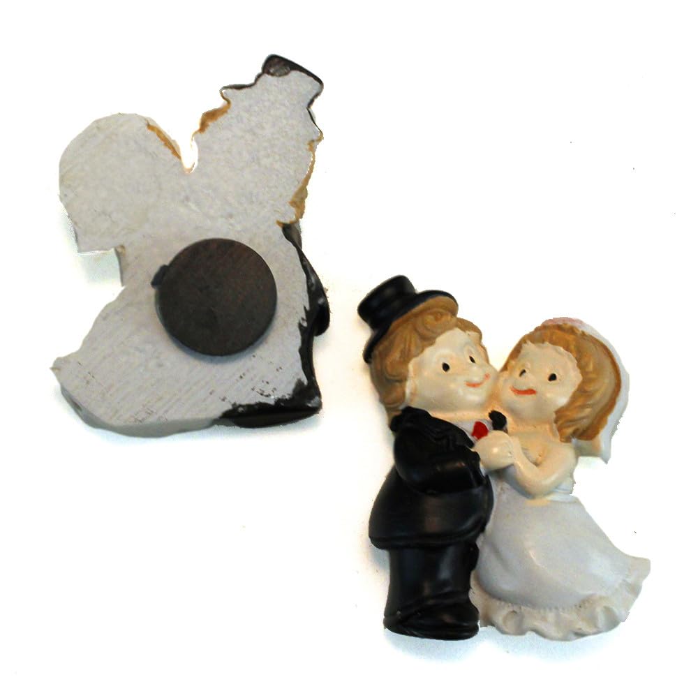 DLM - Calamita Coppia Sposi Magnete In Legno Fiore In Cristallo Matrimonio Nozze Anniversario Segnaposto Confettata 1