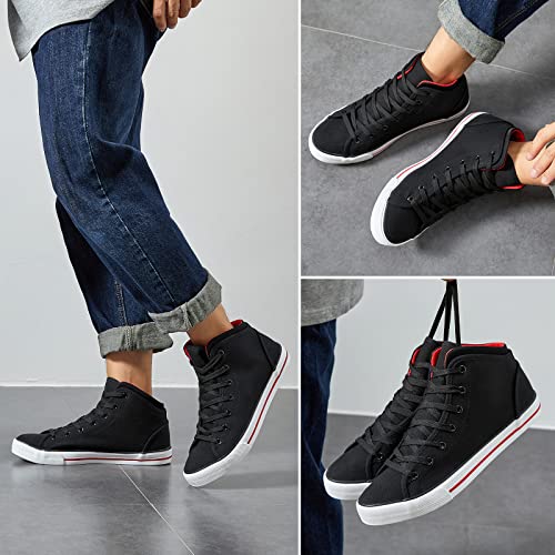 Yageyan Mens Canvas High Top White Sneakers For Casual Black Fashion Shoes(Black10M #TOP4
