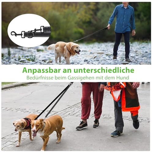 Hundeleine Große Hunde Anti-Zieh Geschirr für Mittlere Hundeleine Doppelleine für 2 Hunde Reflektierend Hundeleine zum Trainieren und Gassi gehen für große mittlere Hunde