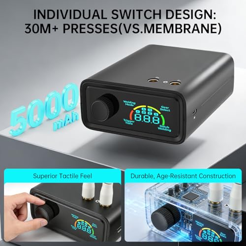 11340W Punktschweißgerät für Akkus mit Fußpedal Nickelband und Punktschweißstift, 5000mAh akku schweißgerät Drehknopfbedienung, 0,1–0,4mm Spot Welder zur Herstellung von DIY-Akkupacks Fußbetätigt