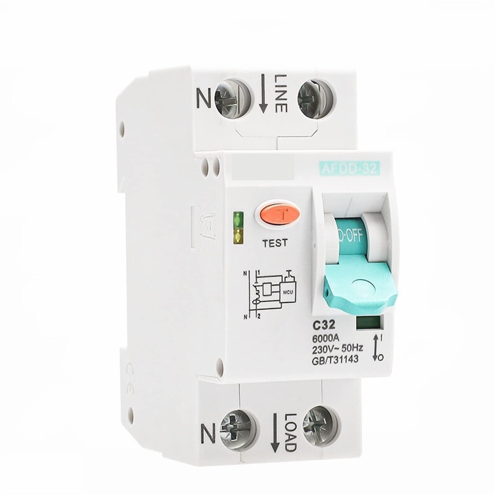 Dispositivo de detección de fallas de arco AFDD-32, interruptor de circuito, interrupción de sobrecarga, protección contra cortocircuitos, AFDD + MCB 32A 6KA 1P + N 1 Uds(B Curve,25A)