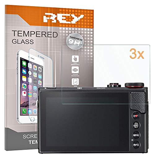 REY 3X Protector de Pantalla para Canon G9X - G9XII - G7X - MARKII - G5X, Cristal Vidrio Templado Premium