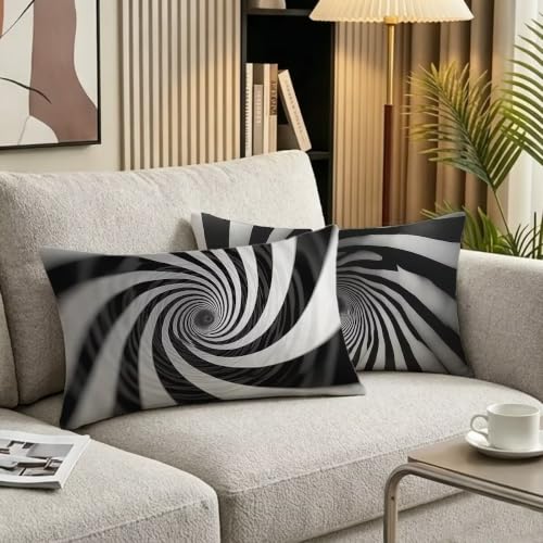 Housse de coussin gris et noir taie oreiller 40x80 rectangulaire décorative