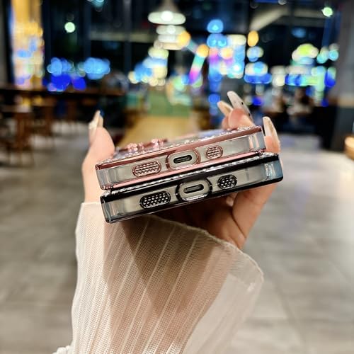 Coque iPhone 17 transparente pailletée rose et souple avec bords galvanisés