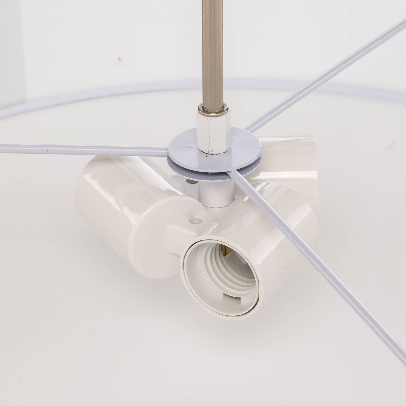 Lindby Pendelleuchte Textil rund 50 cm, Hängeleuchte Stoff weiß Hängelampe 3x E27 ohne Leuchtmittel Wohnzimmerlampe Schlafzimmerleuchte Esszimmer