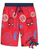 marvel spider-man swimsuit for boys upf 50+ quick dry bathing suit shorts superhero swim trunks (sizes: 5-12), size 7, red spiderman face