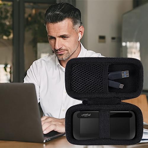 Image of Aenllosi Hard Carrying Case Compatible With Crucial X8 1TB /2TB /4TB /500GB Laptops Portable SSD,External External Solid State Drive & USB Cable Organizer(Case Only), Black