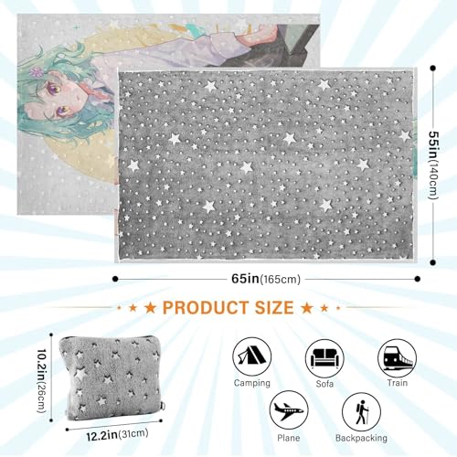 Manta de anime verde suave para sofá de sala de estar y dormitorio de estudiantes 5