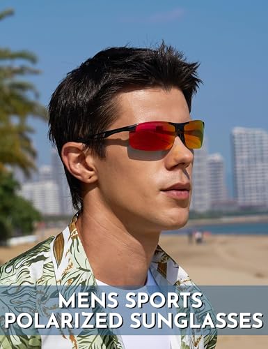 Image of BIRCEN Polarized Anti-Glare Sunglasses for Men: Lightweight Metal Wrap around Sun Glasses UV Protection for Driving Fishing