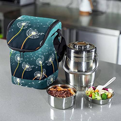 Bolsa de almuerzo de diente de león porta alimentos escolar y de trabajo con asas 7
