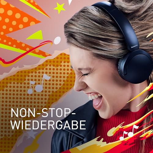 Panasonic HF630B, Kabelloser Street-Kopfhörer, On-Ear, eingebautes Mikrofon, Bluetooth 5.3, Multipoint, schwenkbares Design, bis zu 72 Stunden Wiedergabe, USB-C,Blau – Bild 4