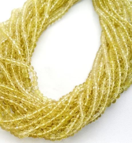 Quartz citron de qualité supérieure en perles rondelles facettées 3mm