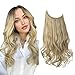 SARLA Halo Synthetic Hairpieces Flip in Women Hair Extensions Natural Wave Hidden Halo Hair Extensions M01 (22/613 Light Honey Blonde)