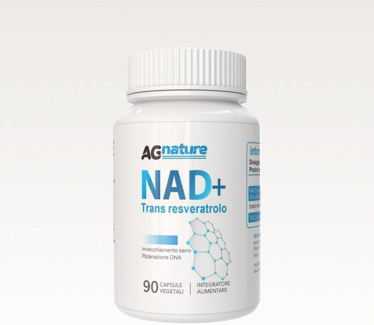 NAD Resveratrolo 1000mg 90Cps Integratore Nicotinamide Puro - Complex Anti-Età e Anti-Fatica con Niacina, Trans Resveratrolo e Trimetilglicina