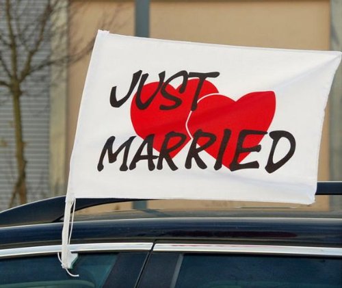 Auto Flagge Just Married con cuore (2 pezzi)