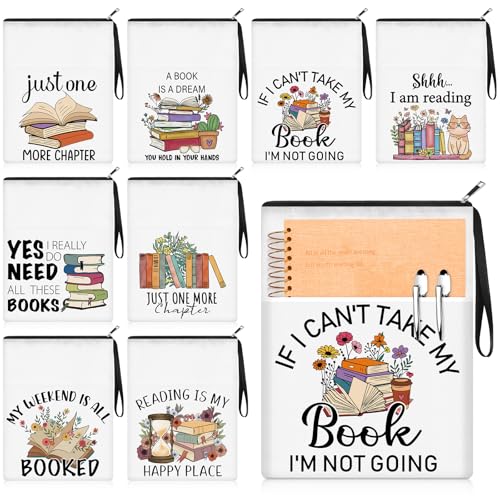Cosblank 8 Pcs Book Club Gifts Book Pouch Sleeves Bulk