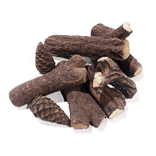 9-teiliges Keramik-Holz-Set für Bio-Ethanol-Kamine oder Gelkamine